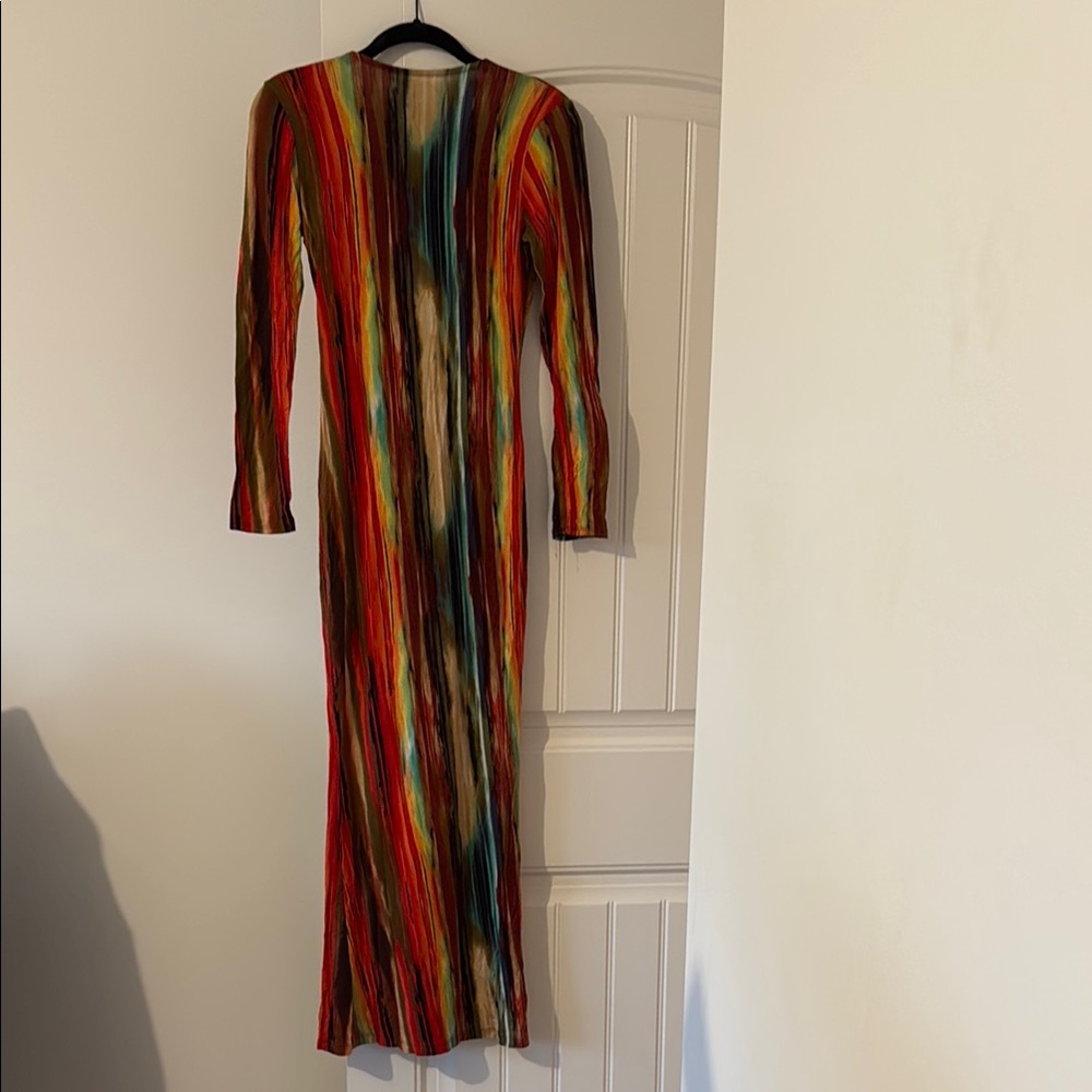 Multicolor Long Sleeve Maxi Dress